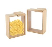 DICOSMETIC 2 contenitori in bambù per alimenti in legno, dispenser di riso, parte superiore aperta, per cereali, cereali, contenitori rettangolari, da cucina, per piano di lavoro, dispensa