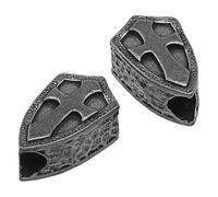 DICOSMETIC 2 perline in ottone Paracord con scudo a croce, per coltello, canna di fucile, scudo con croce, foro grande, per coltello, cordino, portachiavi, braccialetto, foro: 5,5 mm
