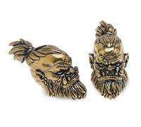 DICOSMETIC 2 pezzi Ottone Cordino Perline Ottone Paracord Perline EDC Barba Perle Oro Antico Grande Foro Perla Sopravvivenza Uomini Regali Per Coltelli Cordino Portachiavi Testa di Guerriero Orca