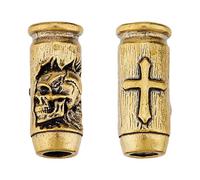 DICOSMETIC 2 Pezzi Ottone Paracord Perline Grande Quantità Coltello Cordino Perline Teschio Croce EDC Charm Perla Bronzo Antico Colonna Grande Foro Europeo Perla Per Coltelli Cordino Portachiavi