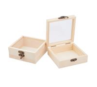 DICOSMETIC 2 scatole di legno con coperchio in vetro, piccole scatole di legno con coperchio trasparente, scatole regalo in legno non finito con chiusura in metallo per riporre gioielli, confezioni