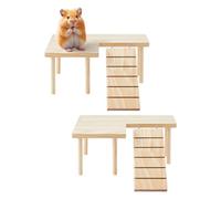 DICOSMETIC 2 Set di 2 Piattaforma per criceti in legno con scaletta, piattaforma per arrampicata in piedi per topo porcellini d'India, Guinea Pig, gabbia paesaggistica, per criceti siriani, criceti