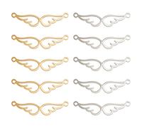 DICOSMETIC 20 Pz 2 Colori Ali D'Angelo Connettore Link Ciondolo Ala Piuma Cava con Doppio Anello Fata Ala Charm Link Connettore Gioielli In Acciaio Inossidabile per Creazione di Gioielli, Foro: 1.4 mm
