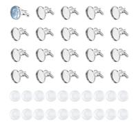DICOSMETIC 20 set Gemelli Vergini in Platino Gemelli in Ottone Bulk con Vassoio Cabochon in Vetro 16mm Gemelli da Polso FAI DA TE Foto Personalizzati, Ottone