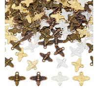 DICOSMETIC 200 Pezzi Lega Ape Ciondoli 4 Colori Ciondoli Artigianali Ape Ciondoli Insetti Ciondoli Stile Tibetano per Collana Fabbricazione di Gioielli Artigiani, Foro: 2mm
