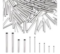 DICOSMETIC 200 pz 5 Dimensioni 10mm-30mm Perline Tubo in Acciaio Inox Dritto Lungo Branelli del Distanziatore Metallo Branelli Allentati per La Collana del Braccialetto Monili Che Fanno