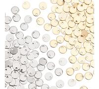 DICOSMETIC 200Pcs 2 Colori Acciaio Inossidabile Piatto Rotondo Taglio Laser Ciondoli Rotondi in Metallo Spazi Vuoti Ciondoli Liscio Etichette Vuote Ciondoli per Fai da Te Creazione di Gioielli