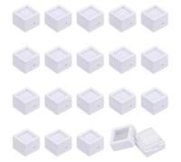 DICOSMETIC 20pz Scatole Espositrici di Gemme Quadrate Bianche 20mm /0.79" Scatola di Plastica per Diamanti Scatole di Gemme Sfuse con Coperchio Visibile e Spugna per Conservazione di Gioielli