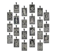 DICOSMETIC 22 ciondoli a forma di carta dei tarocchi, in acciaio inox, incisi, vintage, con motivo di tarocchi, dorati, rettangolari, divinazione, futuro, Acciaio inossidabile, Nessuna pietra preziosa