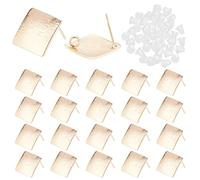 DICOSMETIC 24 Pz Rhombus Ear Stud Post con 1.5mm Loop e 50Pcs Ear Nuts in Plastica Ottone Stud Earring Gold Risultati Orecchino per Orecchino Fai da Te Creazione di Gioielli, Ago :0.5mm