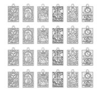 DICOSMETIC 24pz 6 stili Ciondoli Tarocchi In Stile Tibetano In Lega di Zinco Pendenti Sacerdotessa Carte Religiose Ciondoli Argento Antico Buona Fortuna Ciondoli Divinatori, Foro: 1.8mm