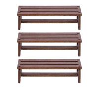DICOSMETIC 3 panche in legno in miniatura per casa delle bambole, colore marrone cocco, micro paesaggio, sedia da parcheggio, modello 1:12, piccole panche da giardino per camera da letto, casa delle
