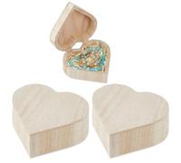 DICOSMETIC 3 scatole a forma di cuore, in legno, 10 x 8 x 4 cm, a forma di cuore, piccole scatole regalo in legno, per gioielli, regalo per la festa della mamma