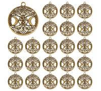DICOSMETIC 30 ciondoli a forma di dea della luna in lega con ciondolo a forma di strega, pentagramma cavo, ciondolo a forma di luna, in bronzo anticato, per la creazione di gioielli, foro: 3 mm