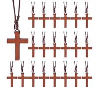 DICOSMETIC 30 collane con croce in legno sfuso collana con ciondolo a croce in legno marrone cocco crocifisso collane piccola collana di preghiera braccialetto avvolgente in corda di nylon per versi