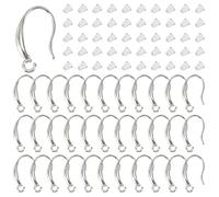 DICOSMETIC 30 ganci per Orecchini e 50 dadi In Plastica per Orecchie In Acciaio Inossidabile con Anello Da 2 mm 0.8 mm Pin Filo per Orecchio Accessori per Orecchini Fai-Da-Te Creazione di Gioielli