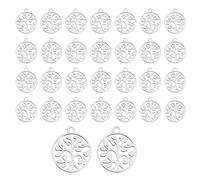 DICOSMETIC 30 pz 14.5mm 304 Acciaio Inossidabile Albero Della Vita Pendenti Albero Genealogico Pendenti Piatto Rotondo Pendenti con Piante Cavi per La Creazione di Gioielli, Foro:1.5mm