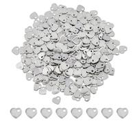 DICOSMETIC 300 ciondoli a forma di cuore piccolo ciondolo d'amore, in acciaio inossidabile, ciondoli a tema amore, ciondolo di San Valentino, fabbricazione di gioielli, foro: 1 mm, Taglia unica,