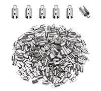 DICOSMETIC 300 pz 4mm Piega Crimp estremità 201 in Acciaio Inox estremità del Cavo Terminatori Morsetto estremità Caps per Braccialetti in Pelle Creazione di Gioielli, Foro:1.4mm