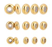 DICOSMETIC 30Pcs 3 Misure Perline Piatte Rotonde in Acciaio Inossidabile Rondelle Slider Distanziatore Perline Stopper con Gomma all'Interno Perline Cursore per Fai da Te Creazione di Gioielli