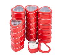 DICOSMETIC 32 barattoli di latta a forma di cuore da 2 oz con coperchi trasparenti a forma di cuore, piccole scatole in metallo con coperchio per la produzione di candele, caramelle, regali, tesori