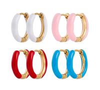 DICOSMETIC 4 paia di orecchini Huggie Hoop 4 colori piccoli orecchini a cerchio smaltati 15 16 mm in acciaio inox Huggie Hoop orecchino carino statement orecchini per donna gioielli