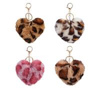 DICOSMETIC 4 portachiavi a forma di cuore con stampa leopardata in 4 colori sfocati portachiavi soffici tote bag ciondoli carino portachiavi auto per donne regali borsa borsa zaino accessori