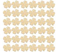DICOSMETIC 40 pezzi portafortuna, quadrifoglio 9 x 9 mm, in vero oro 18 carati, ciondolo a forma di quadrifoglio per la creazione di gioielli, foro: 1 mm