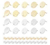 DICOSMETIC 40Pcs 5 Stili 2 Colori Acciaio Inossidabile Testurizzato Piatto Rotondo Ear Stud Risultati con Dadi per Orecchie e Spot Line Cerchio Orecchini A Bottone per La Creazione di Gioielli