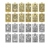 DICOSMETIC 48 Pz 6 Stili Mistici Tarocchi Ciondoli Ruota della Fortuna/Amanti/Mondo/Stella/Luna/Sole Ciondoli Portafortuna Ciondolo Amuleto Fortuna Che Dice Ciondoli in Lega per Creazione di Gioielli