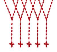 DICOSMETIC 5 collane annodate a mano in rosso mattone collane rosario annodate 74 cm collana di rosario in corda di nylon croce corda di nylon pack perline rosario per regalo di Pasqua