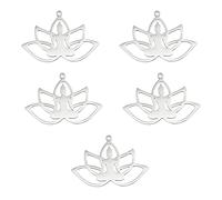 DICOSMETIC 5 pz Ciondoli In Acciaio Inossidabile Yoga Meditazione Charms Yoga Fiore di Loto Charms Umano con Pendenti di Piante Gioielli per Bracciale Collana Orecchini Fare