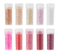 DICOSMETIC 50 G, 10 colori, cilindri in vetro, 2 mm, mini perline rosse, set di mini perline rotonde, perline di vetro allentate, per bracciali, collane, orecchini, creazione di gioielli