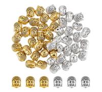 DICOSMETIC 50 pezzi 2 colori in metallo Buddha perline stile tibetano lega perline argento antico buddista distanziali per la creazione di gioielli, foro: 1,5 mm