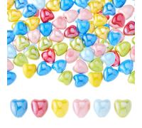 DICOSMETIC 50 Pezzi Colore Casuale Porcellana Cuore Perline Ceramica Cuore Perle Colorate Mini 3D Cuore Sciolto Carino Amore Cuore Perline Perline di San Valentino Perline Per la creazione di gioielli
