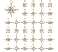 DICOSMETIC 50 Pezzi Fascino Stella Strass in Lega Fascino Celeste Bulk Cubic Zirconia Stella del Nord Charms Dorati 8 Punte Charms Stella per la fabbricazione di Gioielli