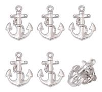 DICOSMETIC 6/8 Pezzi Spilla Ancora Reversnadel Platino/Oro Spilla Ancora Spilla Gioiello 21x16mm Aghi da Marinaio Spille in Lega Metallo Spille per Uomini Donne Accessori per Zaini Cappelli Camicie