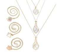 DICOSMETIC 6 pezzi 3 stili di supporto di cristallo fatto a mano collana con gabbia di pietra preziosa dorata in acciaio inox collana di cristallo titolare collana gabbia 16 ~ 23 3/4"