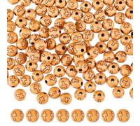 DICOSMETIC 600 pezzi perline rotonde croce imitazione legno acrilico perline rotonde 8 mm per gioielli piccole perle di spaziatura religiose marrone sabbia per la fabbricazione di gioielli, foro: 2 mm