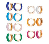DICOSMETIC 7 paia 7 colori piccoli orecchini cerchio Huggie orecchini smalto lega 18.5x5mm bianco rosso verde orecchini per le donne per le donne e le ragazze
