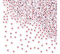 DICOSMETIC 700 perline d'amore rotonde acriliche bianche a forma di cuore rosso 7 x 4 mm acrilico perline senza cuore cuore cuore perline San Valentino per braccialetti creazione di gioielli, foro: