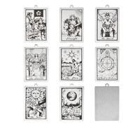 DICOSMETIC 8 Stili 8pz Amuleti Tarocchi In Acciaio Inossidabile Pendenti A Carta Rettangolare Fortuna Amanti Luna Stella Morte Diavolo Protezione Divinazione Amuleti per La Realizzazione di Gioielli