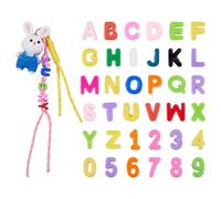 DICOSMETIC 82 perline colorate in acrilico con lettere dell'alfabeto dalla A alla Z, 30 pezzi da 0 a 9, con foro grande, per la creazione di gioielli, bracciali, collane, portachiavi, foro: 6 mm