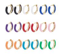 DICOSMETIC 9 paia di orecchini a cerchio con smalto dorato Huggie 5 ~ 16 mm, piccoli graziosi orecchini in acciaio inox, set di gioielli alla moda per le donne