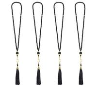 DICOSMETIC Collana con rosario islamico in vetro nero Tasbih 99 preghiere con ciondolo in oro e nappe, regalo religioso per donne e uomini, 43 cm