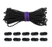 DICOSMETIC Cordoncino per tende a catena per tende da 10 m, 4,5 mm, nero, con 10 connettori per catena, parti di ricambio per riparazione veneziana romana a nido d'ape verticale
