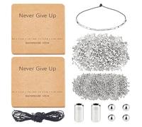 DICOSMETIC Kit di fabbricazione di bracciale in codice Morse composto da 2000 pezzi perline in plastica platino di 2 stili 4.36 yards cordino di cotone cerato e 14 pezzi carte di visualizzazione del