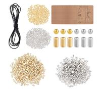 DICOSMETIC Kit per Braccialetti Fai-Da-Te con Codice Morse 4 Stili 2000 Set di Perline In Plastica 4.36 Yards di Corda di Cotone Cerato con 16pz Biglietti da Esposizione per Collane
