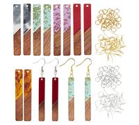 DICOSMETIC Orecchini in Legno 10 Paio di Pendenti in Resina 40 Pezzi di Fili per Orecchie Francesi con Sfera 60 Pezzi di Anelli di Salto in Argento Dorato Vintage Unisex Adulti