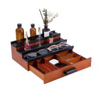 DICOSMETIC Organizer per acqua di colonia, in legno, per uomini, 3 piani, colonia, supporto per acqua con scomparto nascosto e cassetto in legno, organizzatore per profumi da scrivania, scaffale per